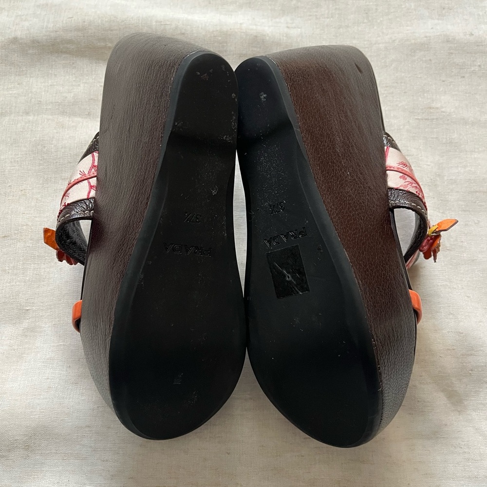 Rare Prada Y2K Cherry Blossom Wedges EU 37.5 US 7 - Picture 8 of 9